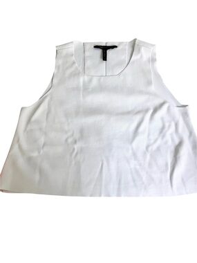 BCBGMaxAzria White Ribbed Square-Neck Tank